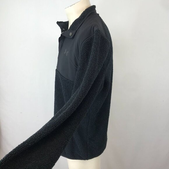 UNDER ARMOUR GOLF ~ MENS LG LARGE ~ BLACK FLEECE PULLOVER SWEATER JACKET - Picture 4 of 7